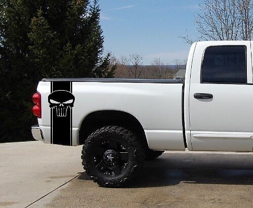 Punisher Skull Pickup Truck Bakbalkstreep Decal Set voor Pick-up Trucks