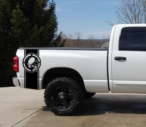 Metal Mulisha-stijl strepen vinyl sticker voor de achterzijde van GMC Sierra