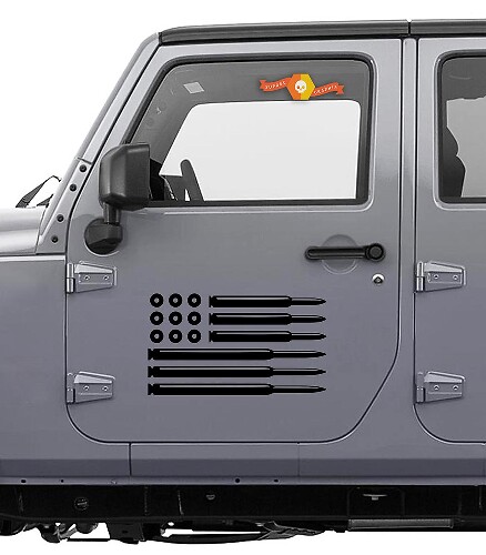VS-vormige Amerikaanse vlag zij vinyl sticker set voor Jeep Wrangler