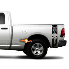 Punisher Skull Hemi Stijl Bedside Strepen Vinyl Decal voor Dodge Ram 1500-3500_4
