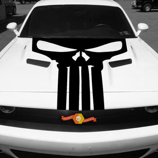 Dodge Challenger Punisher Motorkap Sticker Stripe Blackout
