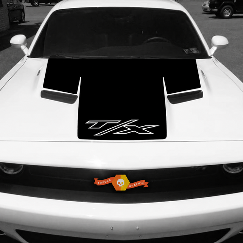 T/X Blackout Stripe Motorkap Vinyl Decal Sticker voor Dodge Challenger 2015-2017