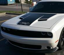 Dodge Challenger R/T Specifiek 2015 tot 2017 R/T Scat Pack 392 Hood Sticker Decal Stripe Blackout Scatpack
 2