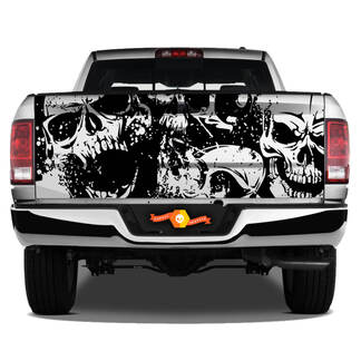 Schedels Grunge Tattoo Grunge Splash Zombies Walking Dead Undead Grafische Wrap Achterklep Vinyl Decal Truck Pickup SUV