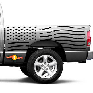 Verontruste Amerikaanse vlag Dodge Ram Bed Side Truck Vinyl Decal Graphic Cast SUV
