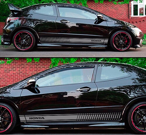 Racing Outline Strepen Zijvinyl Decal Sticker voor Honda Civic
