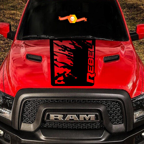 Grunge Spatters Hooivinyllogo voor Dodge Ram Rebel 2015-2017
