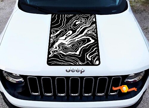 Topografische Kaart Motordeksel Vinyl Decal voor Jeep Renegade