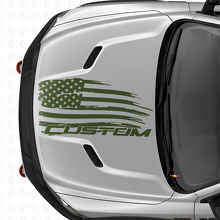 Verweerde Amerikaanse Vlag & Tekst Motordeksel Vinyl Sticker voor Dodge Ram_3