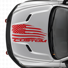 Verweerde Amerikaanse Vlag & Tekst Motordeksel Vinyl Sticker voor Dodge Ram_4