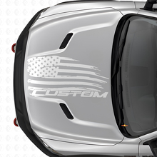 Verweerde Amerikaanse Vlag & Tekst Motordeksel Vinyl Sticker voor Dodge Ram_5