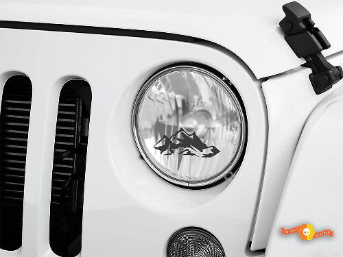 Mountains koplamp vinyl decal set voor Jeep Wrangler