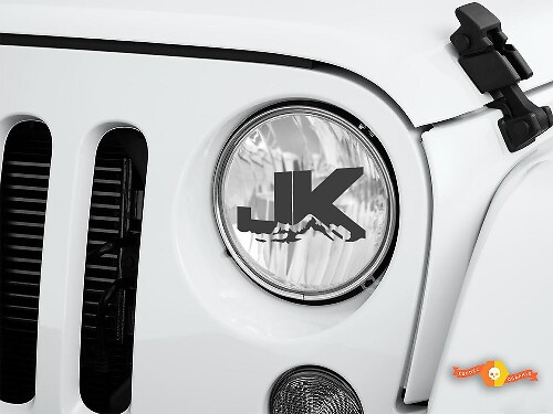 JK Mountain koplamp geëtste glas vinyl decal voor Jeep Wrangler