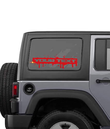 Aangepaste tekst met verf druppels zijraam vinyl sticker voor Jeep Wrangler
