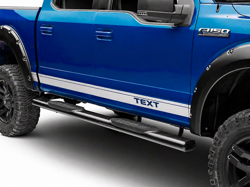 TEXT Silver Pinstriped Stripes Dorpel Vinylsticker voor Ford F-150