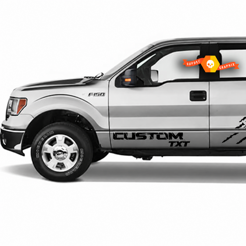 CUSTOM TXT Streep Graphics Deur Vinyl Decal Sticker voor Ford F-150 2017-2018