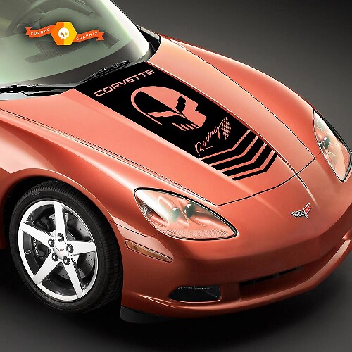 Corvette Racing Jake Skull Motorkap Vinyl Decal Sticker voor Chevrolet Corvette C6 2005-2013