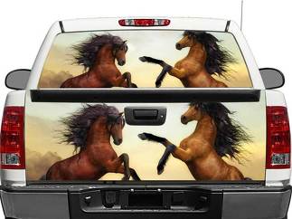 Paarden Bruin Achterruit OF achterklep Decal Sticker Pick-up Truck SUV Auto