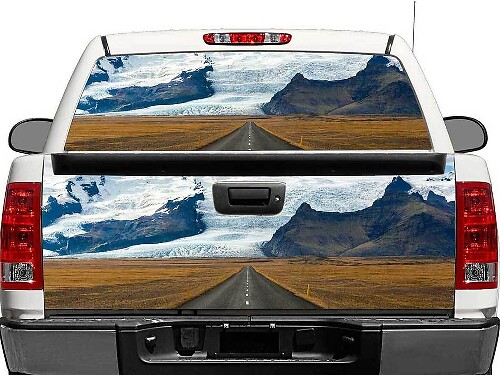 Road To The Mountains achterruit- of kofferdeurstickervinyl voor pick-uptrucks en SUV's