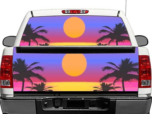 Sunset Art achterruit- of achterklep vinylsticker voor pick-up trucks SUVs