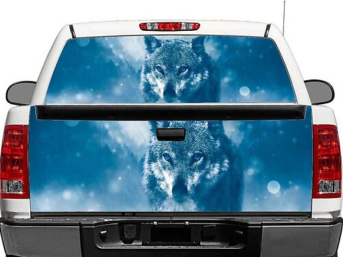 Wolf Winter Achterruit- of Achterklep Vinylsticker voor Pick-up Trucks en SUV's