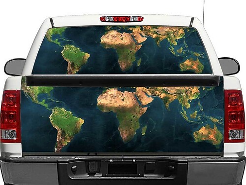 Wereldkaart Achterruit- of Achterklep Vinyl Sticker voor Pick-up Trucks SUV's