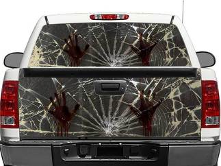 Zombie Hands Broken Glass Achterruit OF achterklep Decal Sticker Pick-up Truck SUV Car