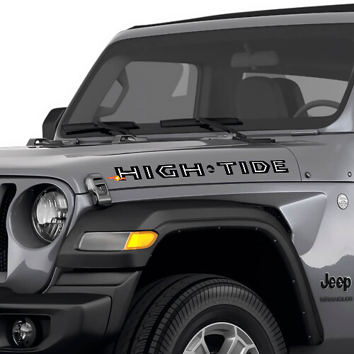 High Tide Lettering Motorkap Zij Vinyl Stickers voor Jeep Wrangler