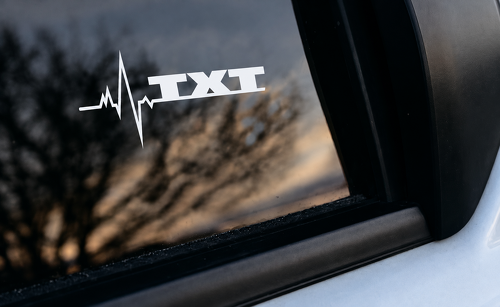 TXT Hartslag Lijn Zijruit Vinyl Decal Sticker