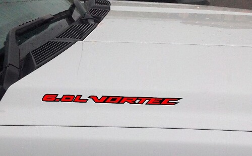Geschetste 6.0L Vortec Motorkap Decal Set voor Chevrolet Silverado GMC Sierra