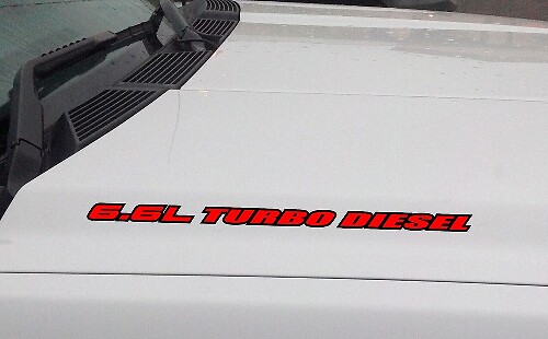 Set van 2 6.6L Turbo Diesel motorkapstickers voor Chevrolet Silverado GMC Sierra