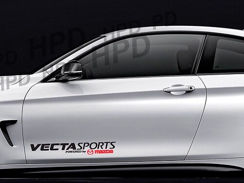 Vecta Sports aangedreven door Mazda zijdeur vinyl sticker voor Mazda RX-8