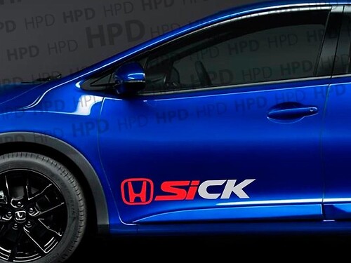 Civic Si Sick Honda Vinyl Decal Racing Sticker JDM EK Deur D Racing illest
