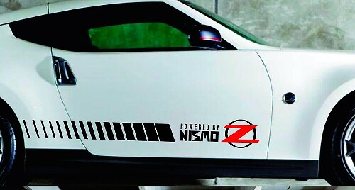 Aangedreven door Nismo Zijstrobo Strepen Vinyl Decal voor Nissan Z