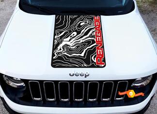 2 kleuren motorkap Jeep Renegade topografische kaart logo grafische vinyl decal SUV sticker