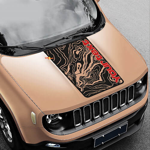 Topografische Kaart Motorkap Vinyl Decal Sticker voor Jeep Renegade