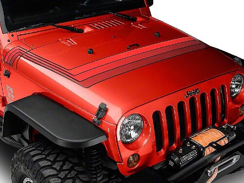 Vinylsticker met retro stijl motorkapstrepen voor Jeep Wrangler JK
