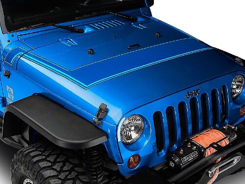 Kapstrepen met krijtstreep in retrostijl - blauw Past op Jeep Wrangler JK-modellen van 2007-2018