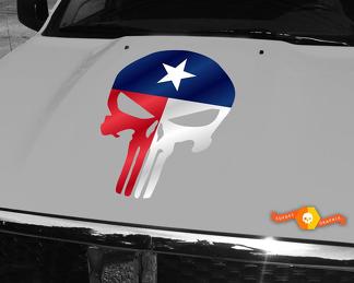 Punisher Skull Texas State Flag Vinyl Hood Decal Past op alle auto's/vrachtwagens/jeeps