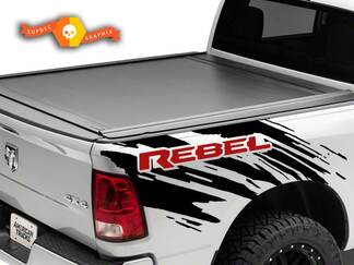 Paar Dodge Ram Rebel Splash Grunge Logo Truck Vinyl Decal bed Grafisch Cast 2 kleuren
