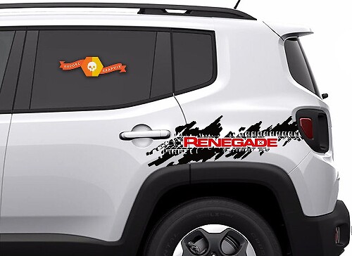 2 kleuren Jeep Renegade noodlijdende band Splash grafische vinyl sticker sticker kant