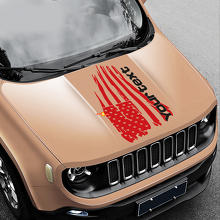 Versleten Amerikaanse vlag motorkap vinyl sticker decal 2 voor Jeep Renegade 2