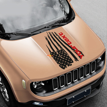 Versleten Amerikaanse vlag motorkap vinyl sticker decal 2 voor Jeep Renegade 3