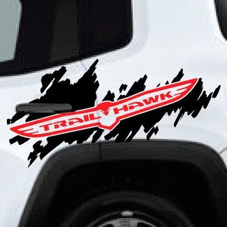 2 kleuren Trail Hawk TrailHawk Jeep Renegade Cherokee Side Splash Logo Vinyl Decal