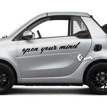Paarbelettering Open je geest. -Smart Car Emblem Logo Vinyloverdrukplaatjesticker voor Smart
 2