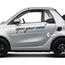 Paarbelettering Open je geest. -Smart Car Emblem Logo Vinyloverdrukplaatjesticker voor Smart
 3