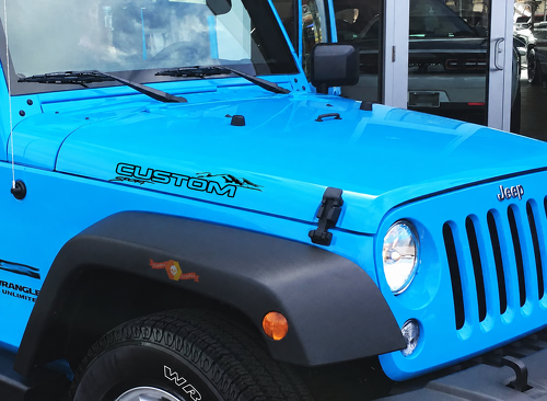 CUSTOM Mountain Sport Lettering Motorkap Vinyl Decal Sticker voor Jeep Wrangler