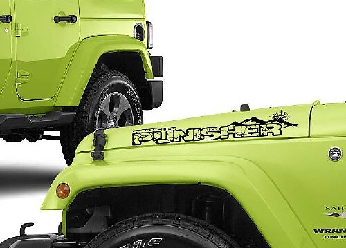 Aangepaste Tekst Mountain Style Motorkap Vinyl Stickers Set voor Jeep Wrangler