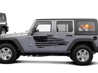 Grafische sticker met noodlijdende vlag - Zijkant past op elke auto Jeep American JKU USA