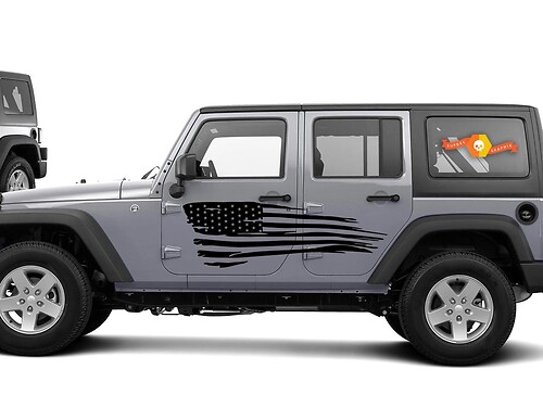 Versleten USA-vlag zijdeur vinyl decal sticker voor Jeep Wrangler